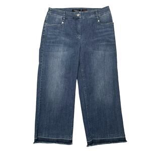 NEW Robell Culotte Cropped Trouser Jeans Raw Hem 64 Blue Size EU 38 / US 8
